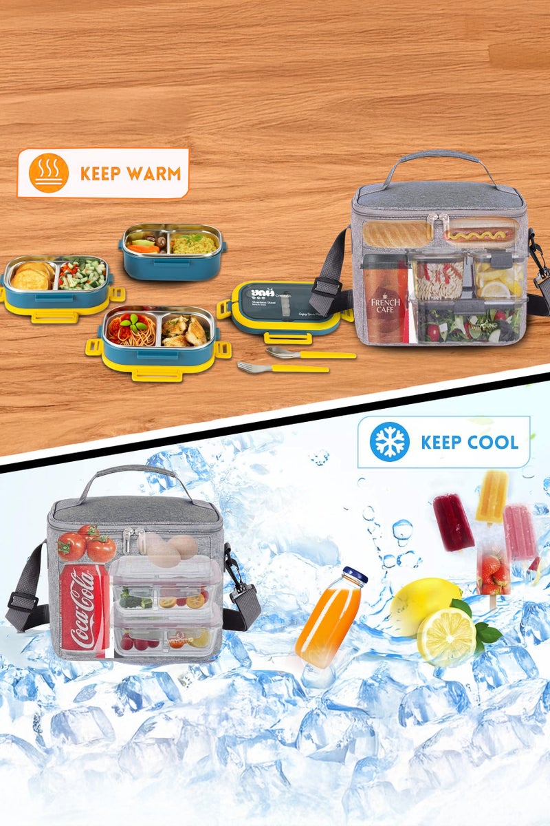 YAH Creation YAH Thermal Lunch Bag, Large Insulated Portable Cooler Tote for Adult and kids, Shoulder Leak Proof and Water Resistant handbag for Work, Office, Picnic, Travel, School - Reusable lunch box Bag. lunchbag  - Image 5