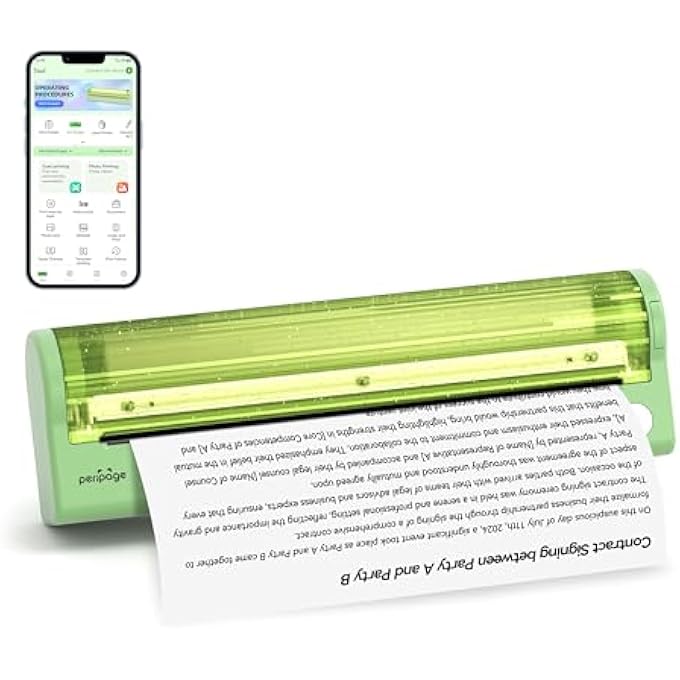 P80 PORTABLE WIRELESS BLUETOOTH PRINTER - 8.5" X 11" US LETTER & LEGAL, A4 THERMAL PAPER, INKLESS, COMPATIBLE WITH IOS, ANDROID, LAPTOPS (GREEN 203DPI) - Image 1