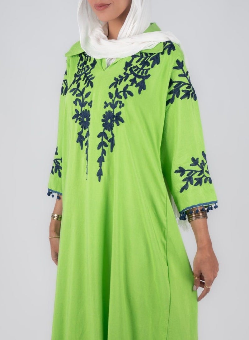 Plain jalabiya with tree embroidery 