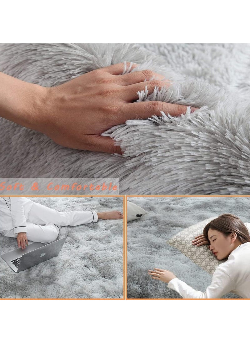 AUTOYSUR Rugs For Living Room,Soft Fluffy Area Rug Bedroom Living Room Shaggy Washable Anti-Skid Comfortable Large Rugs Indoor Modern Home Decor Floor Carpet (Grey)  - Image 2