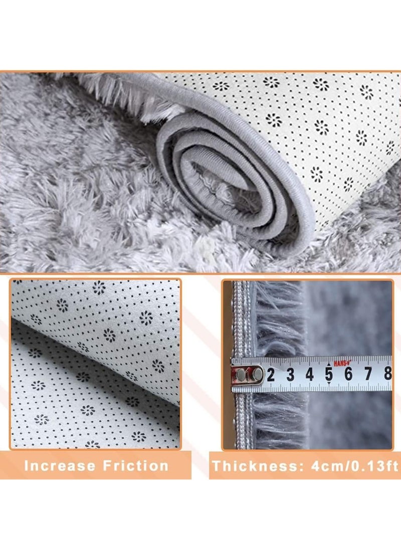 AUTOYSUR Rugs For Living Room,Soft Fluffy Area Rug Bedroom Living Room Shaggy Washable Anti-Skid Comfortable Large Rugs Indoor Modern Home Decor Floor Carpet (Grey)  - Image 3