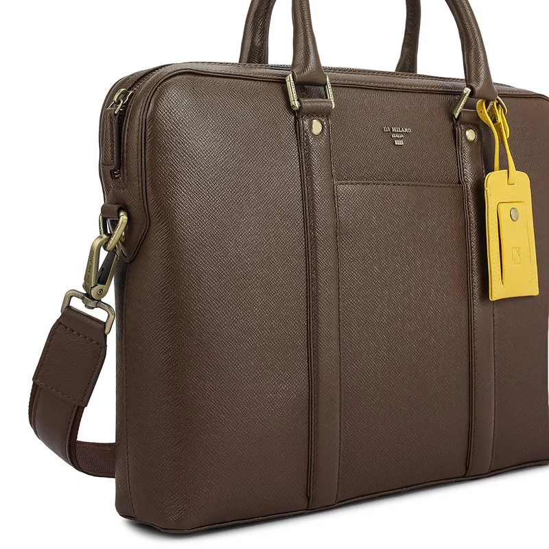 Da Milano  Franzy Leather Laptop Bag - Walnut  | Best Price UAE