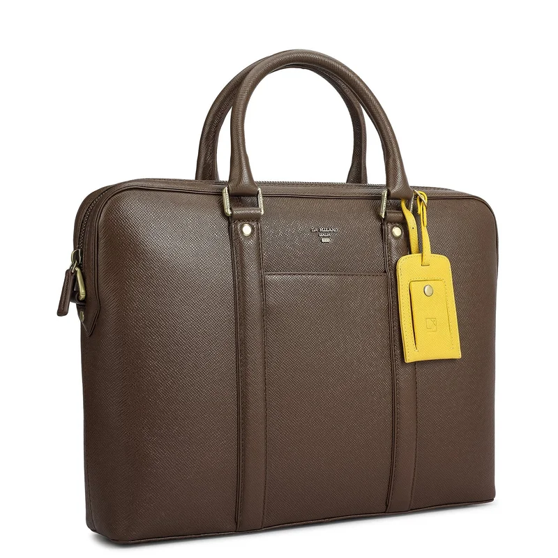 Da Milano  Franzy Leather Laptop Bag - Walnut  | Best Price UAE