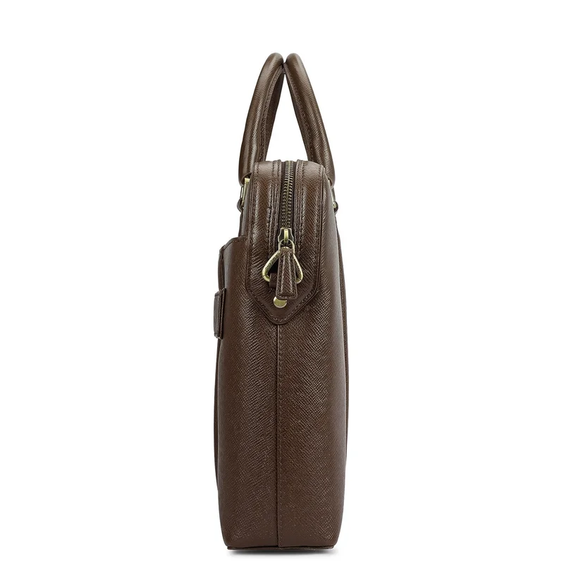 Da Milano  Franzy Leather Laptop Bag - Walnut  | Best Price UAE