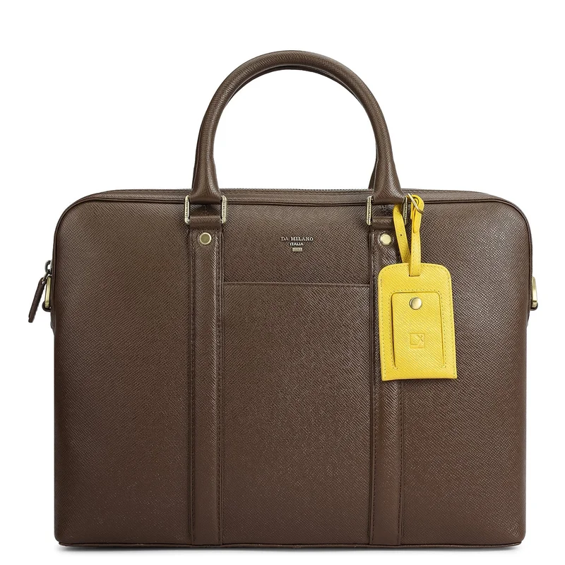 Da Milano  Franzy Leather Laptop Bag - Walnut  | Best Price UAE