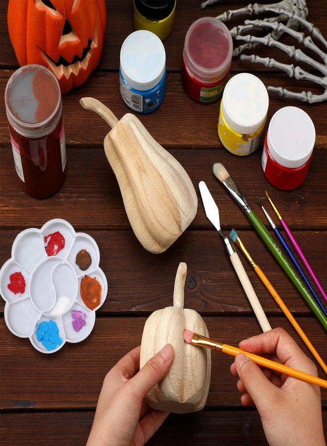 Barydat قطعتان من قرع الباولونيا المنحوت من خشب الباولونيا، من باريدات، لعيد الشكر، مقاس 6.5 × 3.2 × 3.2 بوصة و4.5 × 3.2 × 3.2 بوصة. تمثال قرع الحصاد، لوحة خشبية منحوتة يدويًا على شكل قرع، مناسبة لتزيين الطاولة والمنزل. - Image 5