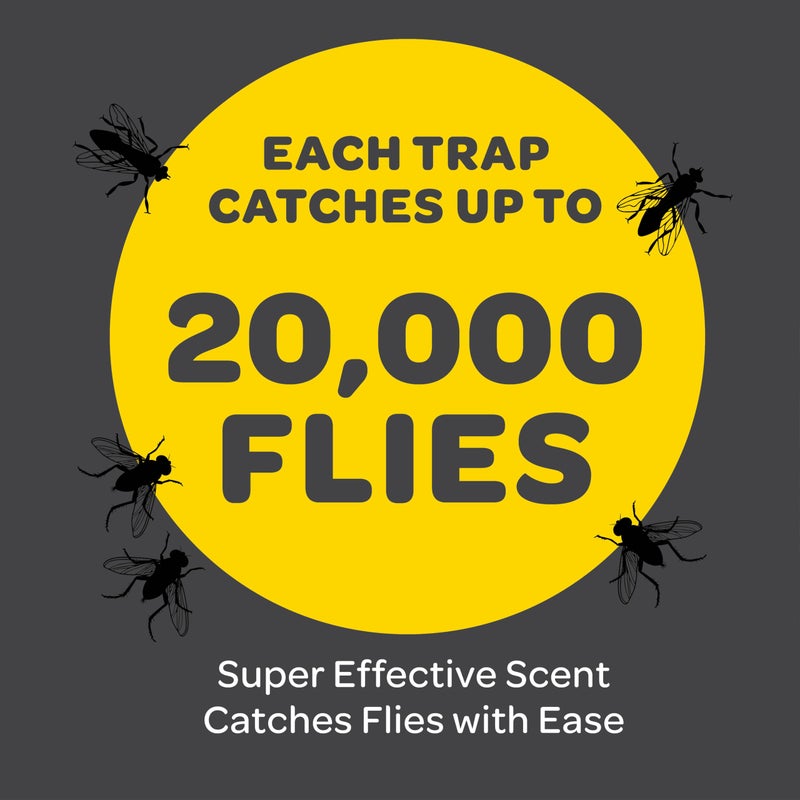 SEWANTA Outdoor Fly Trap [Set of 2] Fly Traps with Dissolvable Non-Toxic Bait - Fly Repellent for Outdoor Use Only - Controls Flies for Patios, Barns, Ranches Etc. Hanging Fly Traps with Tie Included - Image 3