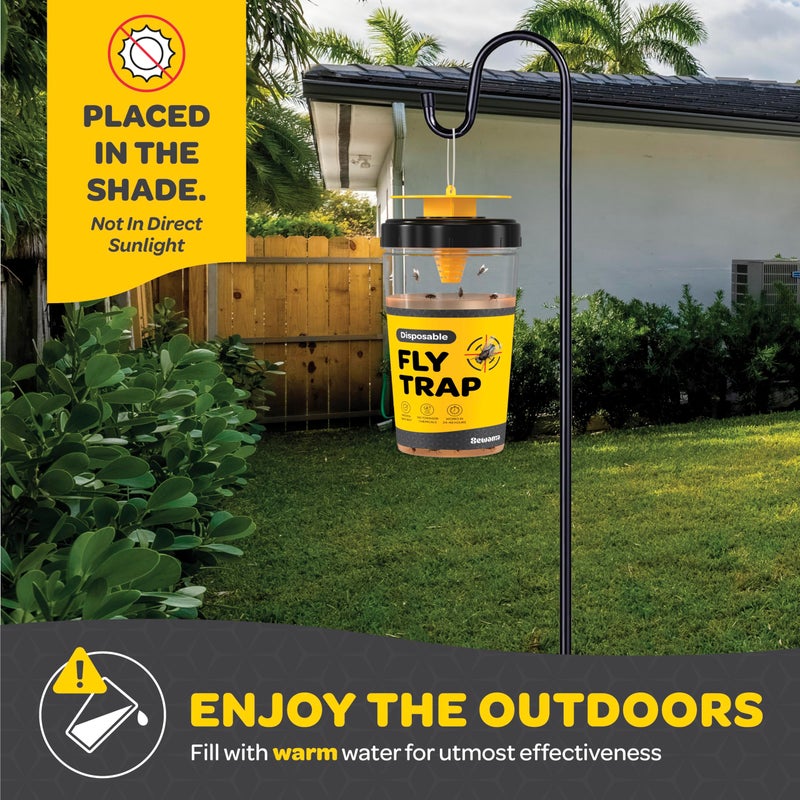 SEWANTA Outdoor Fly Trap [Set of 2] Fly Traps with Dissolvable Non-Toxic Bait - Fly Repellent for Outdoor Use Only - Controls Flies for Patios, Barns, Ranches Etc. Hanging Fly Traps with Tie Included - Image 4