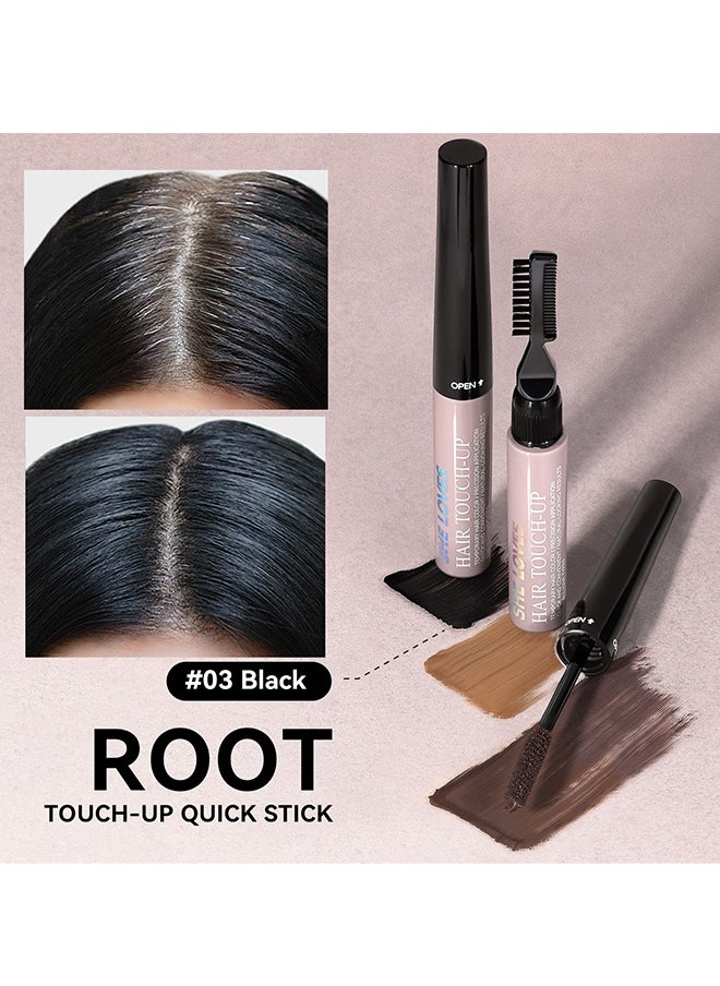 Sheloves Hair Touch-Up,Come with small brush head, cover white hair, sideburns, beard, hairline, hair seam, hair root complement, emergency black hair rod, men and women #03 Black  - Image 2