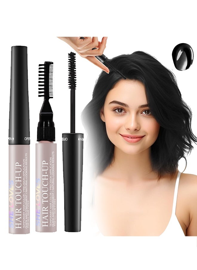 Sheloves Hair Touch-Up,Come with small brush head, cover white hair, sideburns, beard, hairline, hair seam, hair root complement, emergency black hair rod, men and women #03 Black  - Image 1