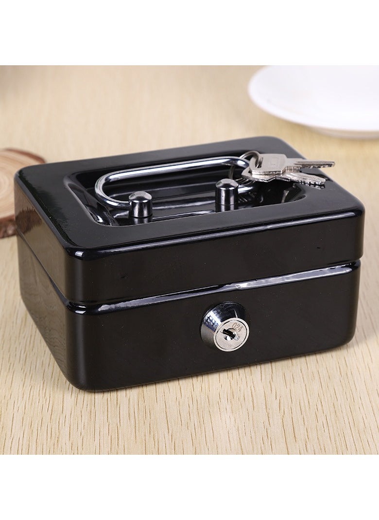 Generic Cash box with key lock, small safe with key, cash storage box with lockable lid, black money saving storage box  - Image 1