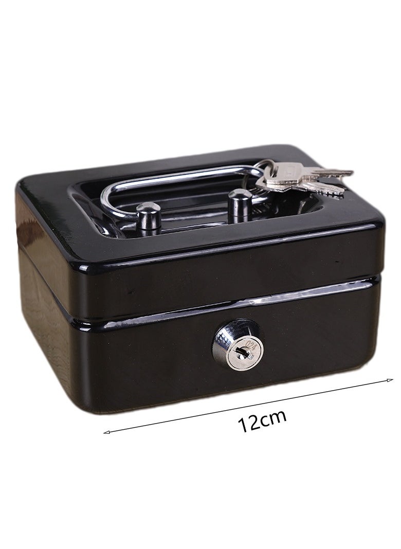 Generic Cash box with key lock, small safe with key, cash storage box with lockable lid, black money saving storage box  - Image 2