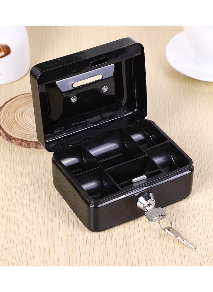 Generic Cash box with key lock, small safe with key, cash storage box with lockable lid, black money saving storage box  - Image 4