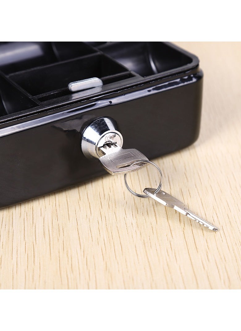 Generic Cash box with key lock, small safe with key, cash storage box with lockable lid, black money saving storage box  - Image 3