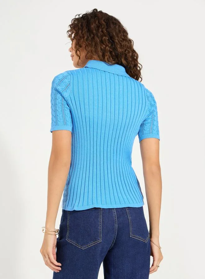 Styli Cable Knit Pattern Regular Fit Shirt