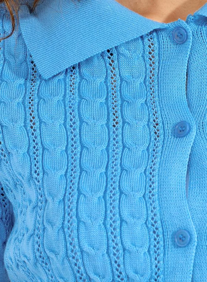 Styli Cable Knit Pattern Regular Fit Shirt