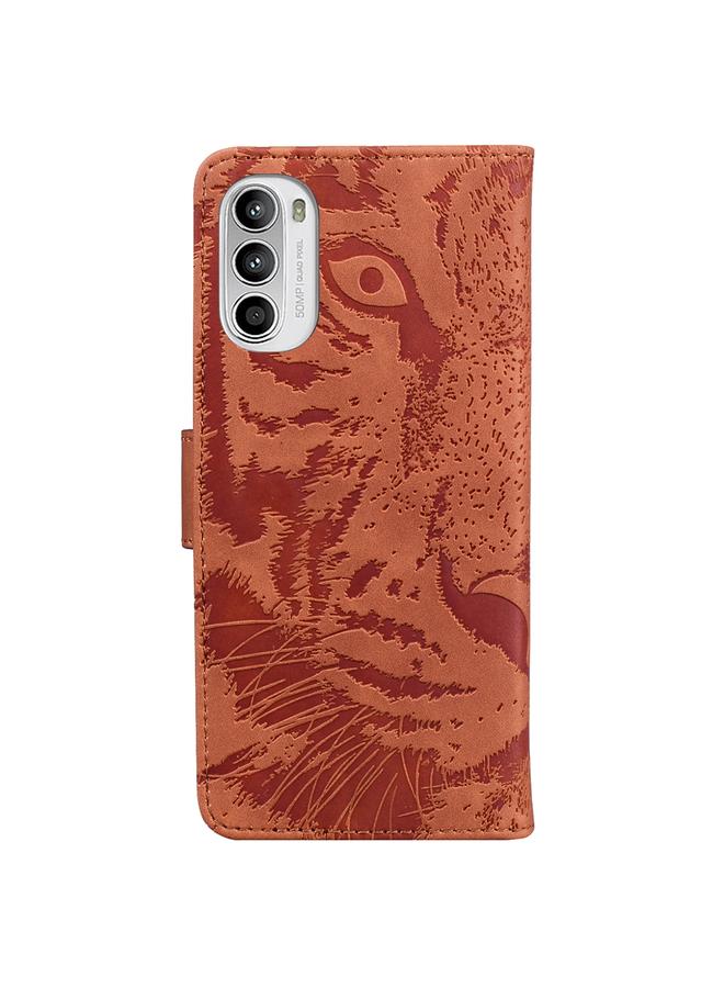 S-TOP Case For Motorola Moto G52J Japan Version Tiger Embossing Pattern Horizontal Flip Leather Phone Case - Image 3