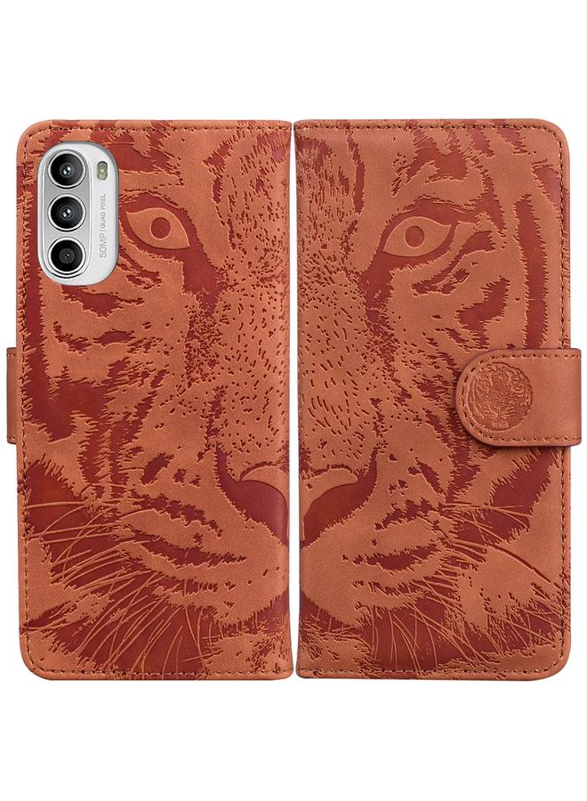 S-TOP Case For Motorola Moto G52J Japan Version Tiger Embossing Pattern Horizontal Flip Leather Phone Case - Image 1