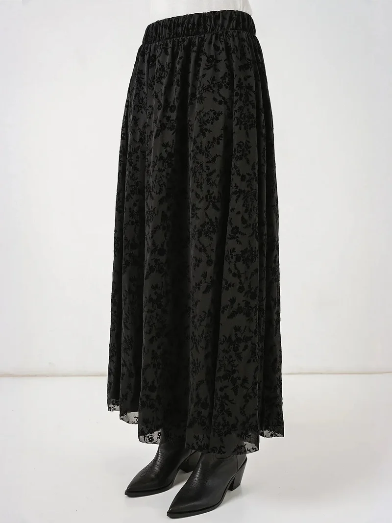 Big Dart Black BDART High-Waist Floral Maxi Skirt for Women | Best Price UAE