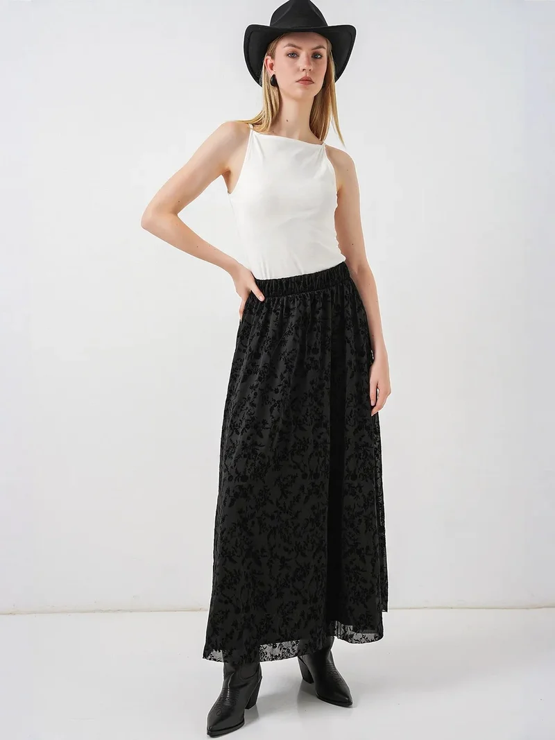 Big Dart Black BDART High-Waist Floral Maxi Skirt for Women | Best Price UAE