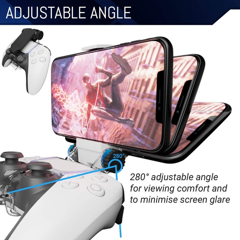 Orzly PS5 Controller Mobile Gaming Clip, DualSense Controller Phone Mount Adjustable Phone Holder Clamp Compatible with PlayStation 5 Dualsense Controller - Image 4