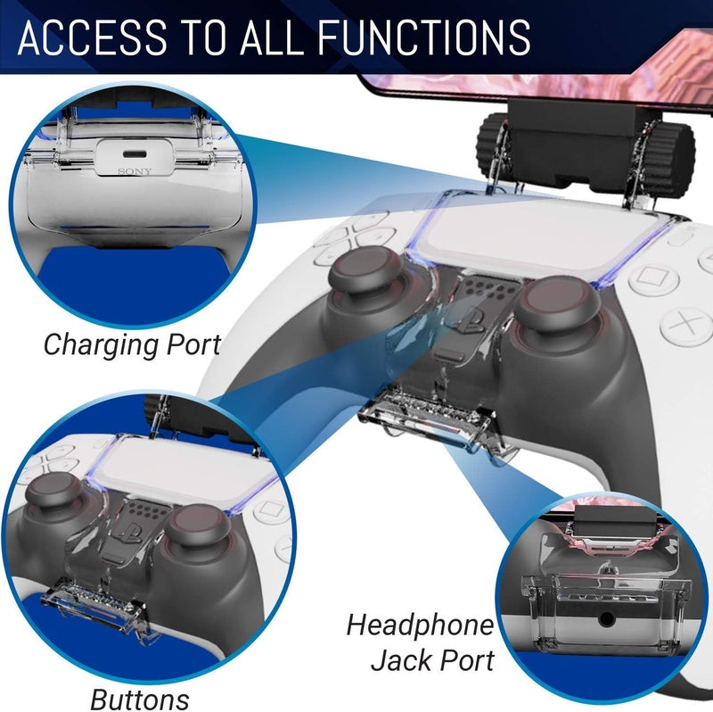 Orzly PS5 Controller Mobile Gaming Clip, DualSense Controller Phone Mount Adjustable Phone Holder Clamp Compatible with PlayStation 5 Dualsense Controller - Image 5