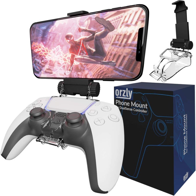 Orzly PS5 Controller Mobile Gaming Clip, DualSense Controller Phone Mount Adjustable Phone Holder Clamp Compatible with PlayStation 5 Dualsense Controller - Image 1