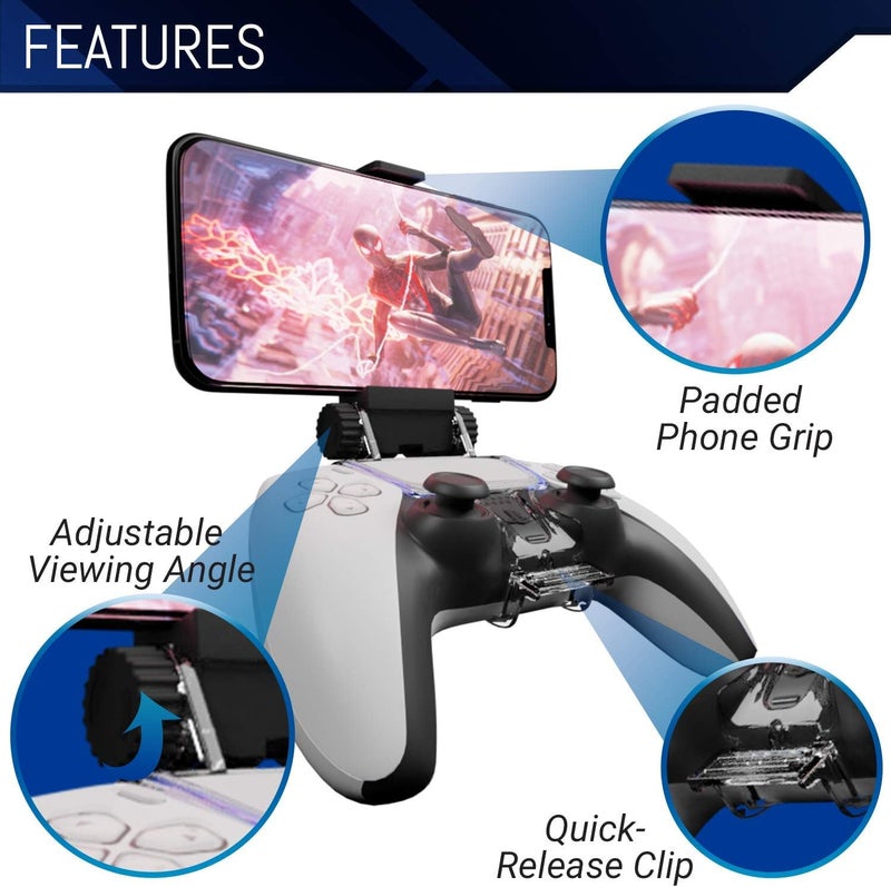 Orzly PS5 Controller Mobile Gaming Clip, DualSense Controller Phone Mount Adjustable Phone Holder Clamp Compatible with PlayStation 5 Dualsense Controller - Image 3
