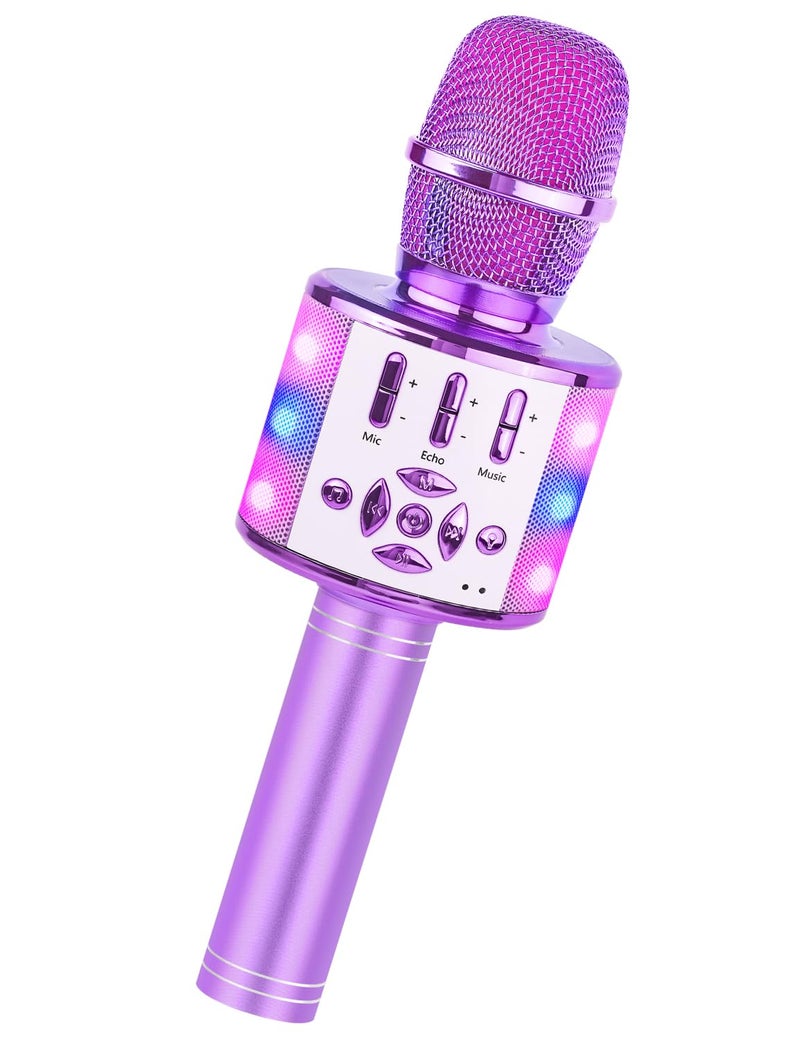 Amazmic Toys for Girls Kids Karaoke Microphone Toddler Microphone for Kids with Lights for Girls Birthday New Year Party Boys Toy Age 3 4 5 6 7 8Light Purple - Image 2