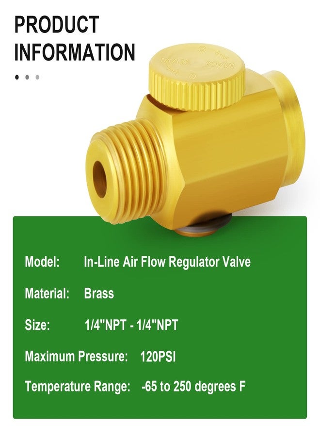 TAISHER 5PCS Brass Air Compressor Accessories Control Tool，in-Line Air Flow Regulator Valve 1/4" NPT Male x 1/4" NPT Female - Image 5