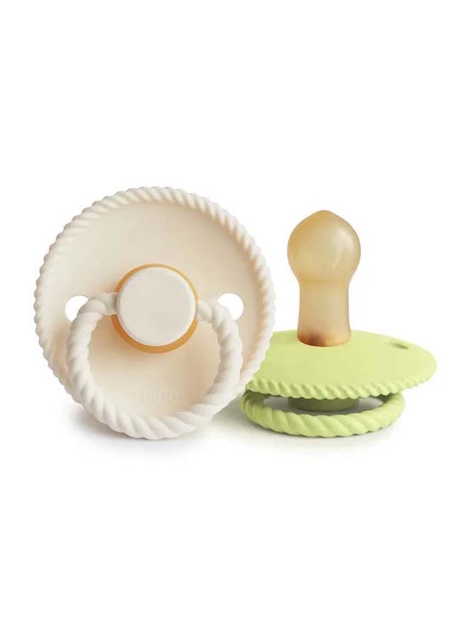 FRIGG Rope Latex Baby Pacifier 0-6M 2-Pack Cream/Green Tea - Size 1