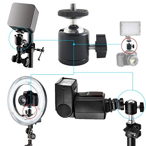 EXMAX 360 Degree Aluminum Alloy Body Rotating Swivel Mini Tripod Ball Head with 1/4" Screw Thread Base Mount for Lighter DSLR Camera Camcorder LED Light Bracket Hiking HTC Vive (Black) - Image 4