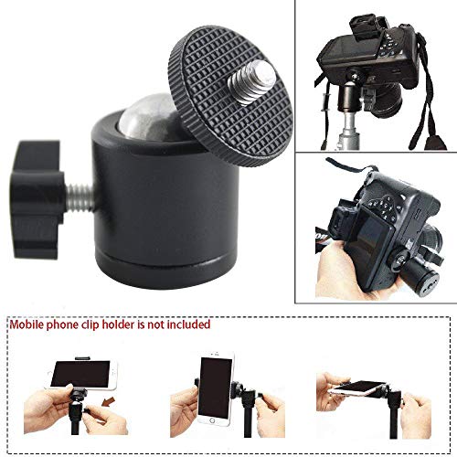 EXMAX 360 Degree Aluminum Alloy Body Rotating Swivel Mini Tripod Ball Head with 1/4" Screw Thread Base Mount for Lighter DSLR Camera Camcorder LED Light Bracket Hiking HTC Vive (Black) - Image 3