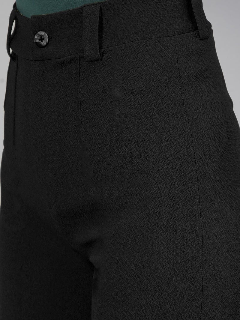 Mehrang High Rise Trousers for Women, Formal Pants for Women, Straight Fit Pants (30, Black) - Image 5