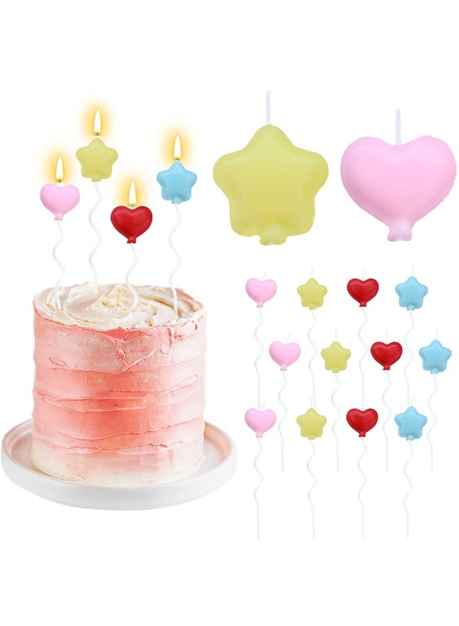 12 Pack Star Candles for Cake Birthday Star and Love Shaped Sparkler Candles Stereo Cake Topper Decorations for Birthday Party Supplies - Image 1