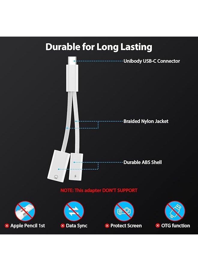 erorex - 2 In 1 Usb C To Lightning Headphone Audio Adapter With 60W Charge For Iphone 15 Pro Max Male Usb C To Female Lightning Earphone Converter With Usb C Fast Charge Splitter For Ipad 10 Not For Data&Otg - Image 1