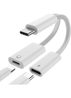 2 In 1 Usb C To Lightning Headphone Audio Adapter With 60W Charge For Iphone 15 Pro Max Male Usb C To Female Lightning Earphone Converter With Usb C Fast Charge Splitter For Ipad 10 Not For Data&Otg
