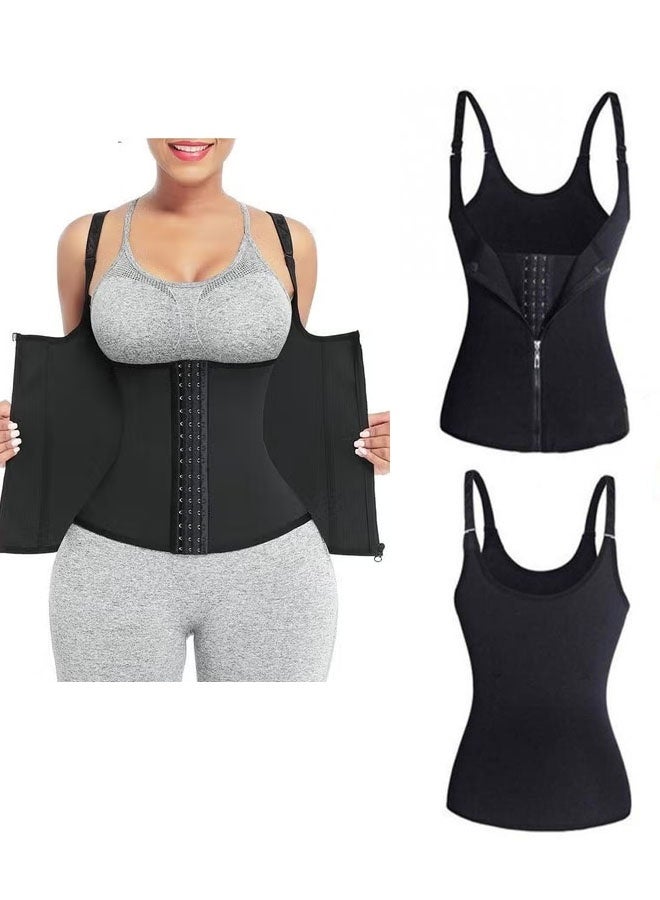 Waist Trainer for Women Triple Belt Body Shaper Waist Trainer Corset with zipper and 3 Rows Closure, Sauna Workout Trimmer Belts Underbust Corset Tummy Control Hourglass Slimming Belly Body Shaper - Image 1