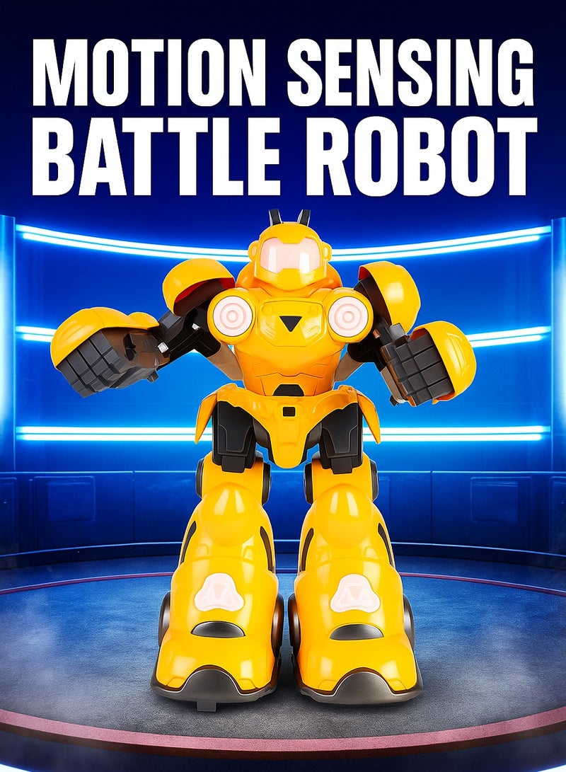 لعبة روبوت ذكية للتحكم عن بعد - 2.4 جيجاهرتز RC ومستشعر إيماءات، أضواء LED، تأثيرات صوتية، وضع اللعب المزدوج، لعبة تعليمية للأطفال من سن 3 سنوات فما فوق (أصفر) - Image 2