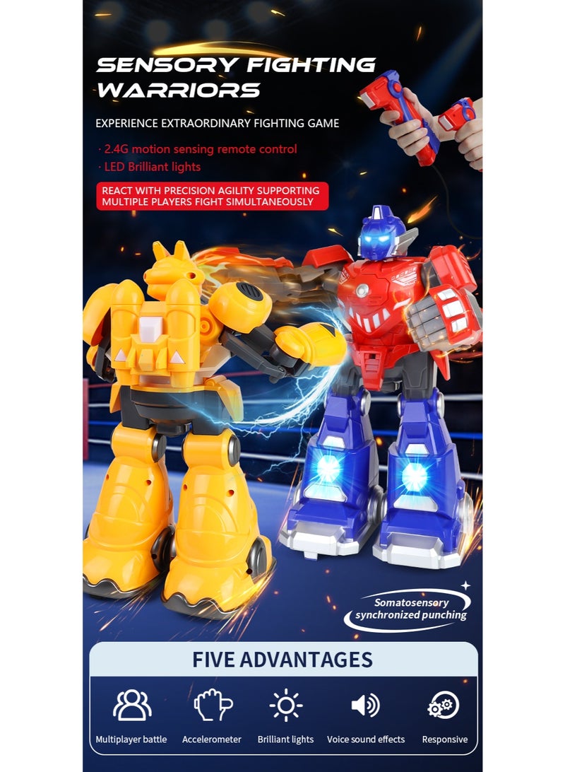 لعبة روبوت ذكية للتحكم عن بعد - 2.4 جيجاهرتز RC ومستشعر إيماءات، أضواء LED، تأثيرات صوتية، وضع اللعب المزدوج، لعبة تعليمية للأطفال من سن 3 سنوات فما فوق (أصفر) - Image 1