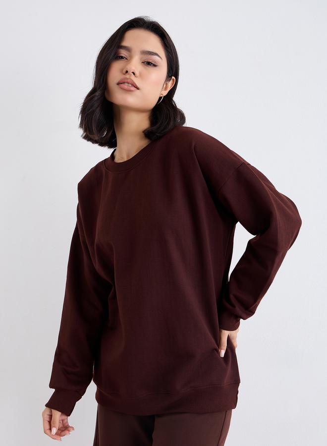 ستايلي ستيلي سويت شيرت طويل بني نسائي - Image 2