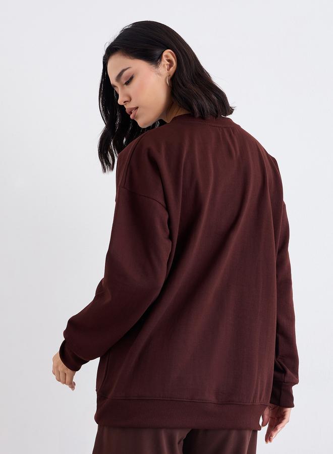 ستايلي ستيلي سويت شيرت طويل بني نسائي - Image 4