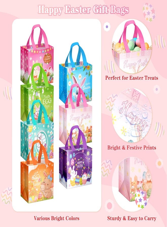 XiaosRen 7Pcs Happy Easter Gift Bags, Reusable Non-woven Goodie Bags with Handle for Kids, Treat Bags for Gifts Wrapping, Party Supplies - Image 3