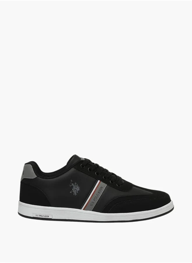 يو اس بولو اسن Men's Logo Detail Lace-Up Sneakers