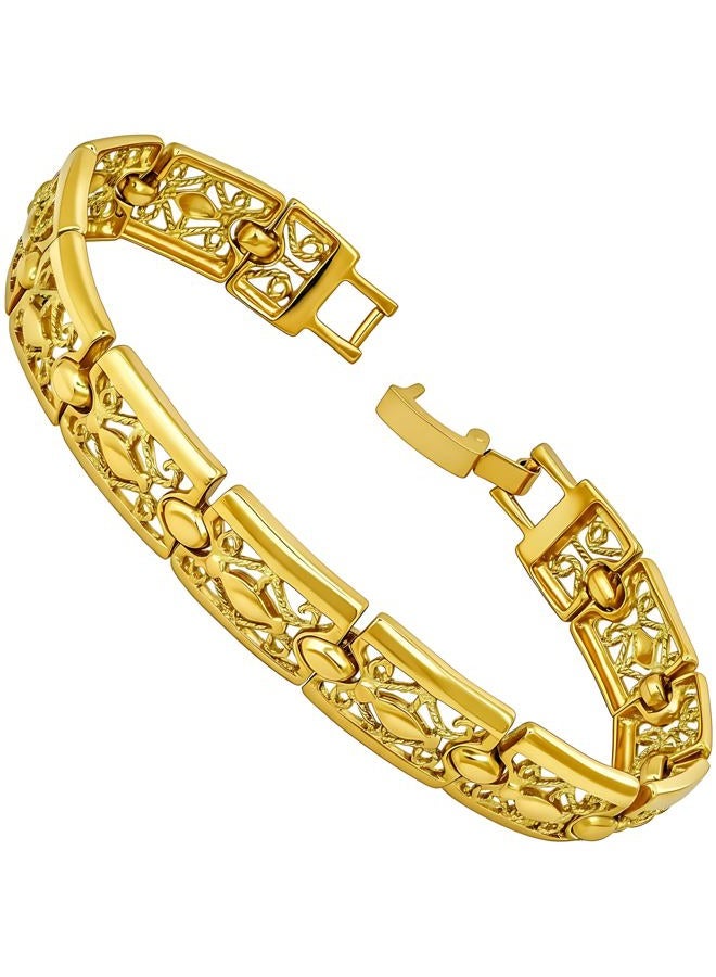 Lifetime Jewelry Filigree Bracelet for Women and Men 24k Real Gold Plated Charm, 7, Gold plated, no gemstone - Image 1