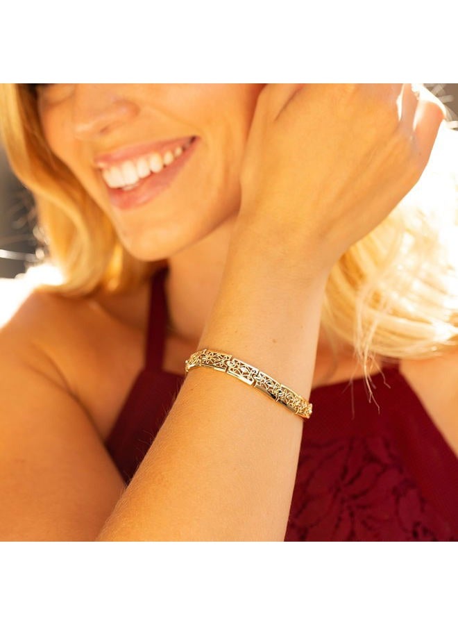 Lifetime Jewelry Filigree Bracelet for Women and Men 24k Real Gold Plated Charm, 7, Gold plated, no gemstone - Image 2