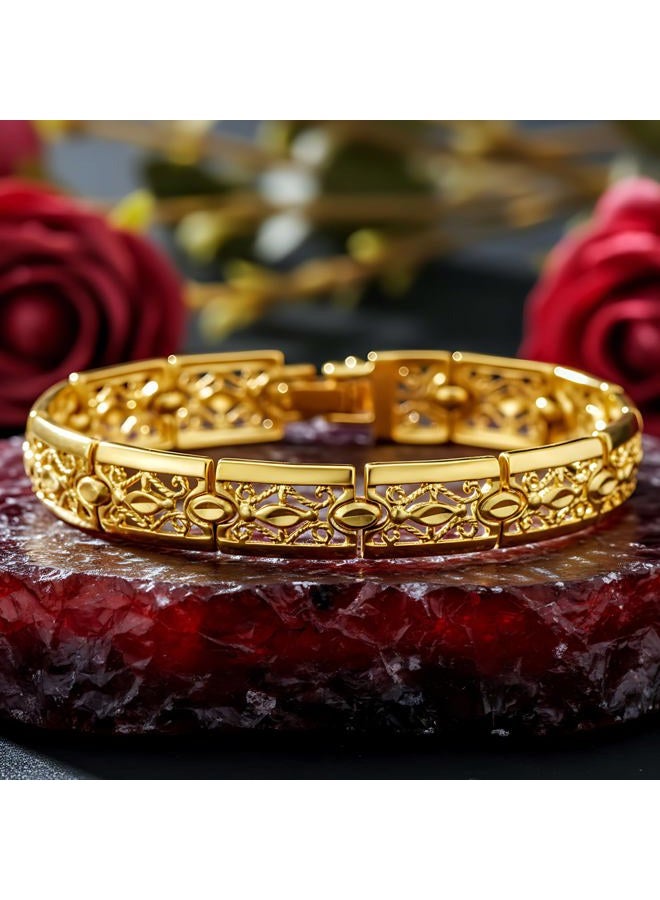 Lifetime Jewelry Filigree Bracelet for Women and Men 24k Real Gold Plated Charm, 7, Gold plated, no gemstone - Image 3