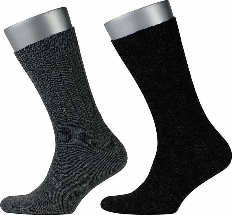 Gowith 2-Pack Alpaca Wool Winter Socks Fine Knit Gray Black (3095)