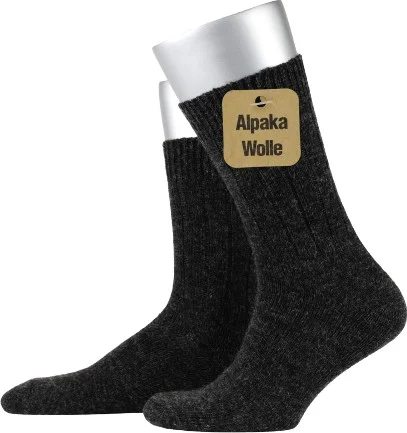Gowith 2-Pack Alpaca Wool Winter Socks Fine Knit Gray Black (3095)