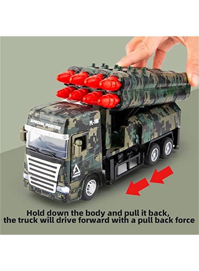 Loquat Missile Launch Toy Truck Military Vehicle Model with Lights and Sounds Metal Alloy Friction Powered Toy Car Great Gift for Children Boys Girls Adults - Image 4